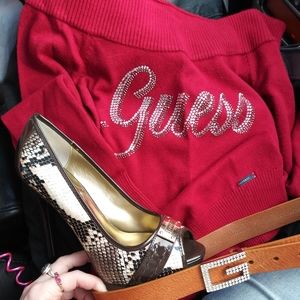 "Guess" Sweater, "guess"belt & "guess" high heels